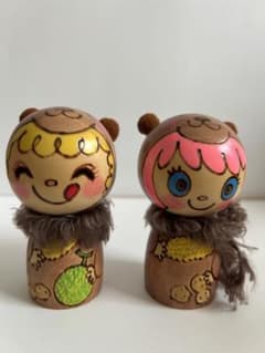 cokets コケッツ くまちゃんペア 木製ドール 2体セット 作家作品