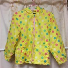 ウィンドブレーカー 裏地付き 水玉  イエロー 130 美品 子供用 上着のサムネイル