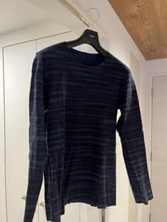 KAZUYUKI KUMAGAI カシミヤ混ボーダー切りっぱなしカットソーのサムネイル