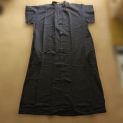 ユニクロ　ストライプ 半袖ロングシャツワンピース ネイビーのサムネイル