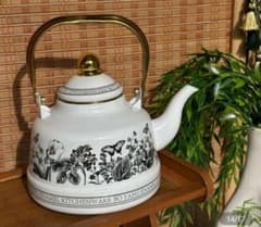 やかん ケトル 1.1L 1個 ヴィンテージ風 エナメル素材 花柄デザイン