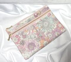 ダブルファスナーポーチ（20㎝）＊リバティラミネート - メルカリ