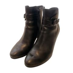 【美品】ecco レザー　ショートブーツ　ブラック　サイドジップ　23.5