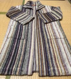 MISSONI イタリア製ウールロングコート オレンジタグ 紫×ベージュ系