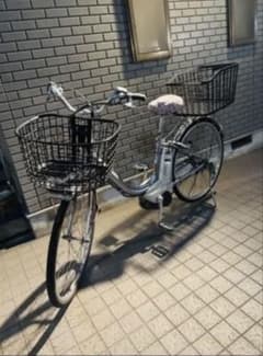 シルバー 電動アシスト自転車 前後バスケット付き シルバー 電動アシスト自転車 前後バスケット付き - メルカリ