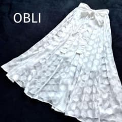 OBLI オブリ シアー ドット リボン ロングスカート ホワイト - メルカリ