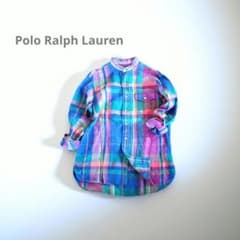 ポロラルフローレン　バンドカラー　リネン　マルチカラー　ポニー刺繍　QRコード ポロラルフローレン バンドカラー リネン マルチカラー ポニー刺繍 QR