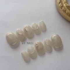 #031ニュアンスネイルチップ ミルクティーベージュ 現品のサムネイル