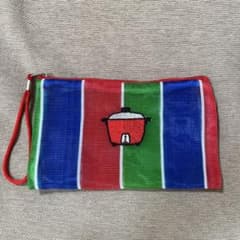 Thumbnail of 【美品】台湾電気鍋柄刺繍メッシュポーチ 漁師バック素材