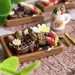 382＊クマさんのワッフルセット 抹茶＆チョコ＊ ミニチュアスイーツ