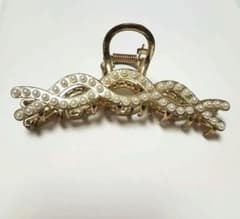 レディース パール装飾のゴールドヘアクリップ