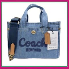 COACHコーチジャストサイズ26cmデニムブルーカーゴトートバッグ - メルカリ