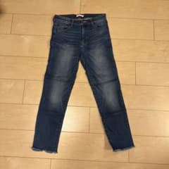 ダークブルー スキニーデニム フリンジ裾のサムネイル
