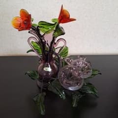 手造り琉球ガラス 沖縄工芸村 花瓶 オブジェ - メルカリ
