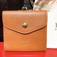 新品　未使用　イルビゾンテ　レザー　二つ折り財布　がま口　キャメル　ブラウンのサムネイル
