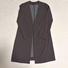 インディヴィ 千鳥格子 L ノーカラーコート スプリングコート ブラウン