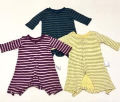 長袖ロンパース 3枚セット ボーダー柄のサムネイル