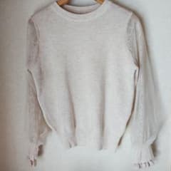 値下げ　美品　FRENCH PAVE 袖レースニットのサムネイル