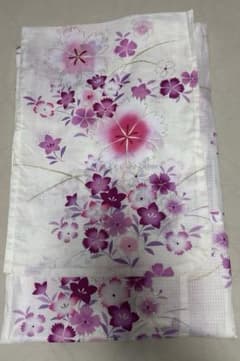 レディース 浴衣 単品 白地 ピンク 花柄のサムネイル