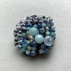 (493)ビーズ刺繍ブローチ　青翠のサムネイル