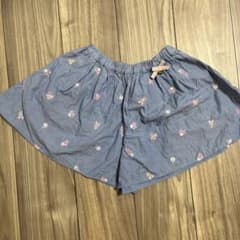 水色花柄刺繍 ハーフパンツ 130cmのサムネイル