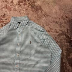 POLO RALPH LAUREN ギンガムチェック BD 長袖シャツ 水色 M