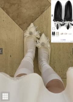 ビジューパールレースリボンフラットシューズのサムネイル