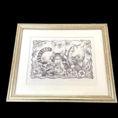 美品　ダヤン　池田あきこ　105/200　額入り　サイン入り　絵画 猫のダヤン 88グラフ「ボルネオの森」/池田あきこ（直筆サイン