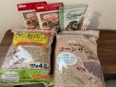 ハリネズミ　エサ　餌　床材　防ダニ消臭剤のセットのサムネイル