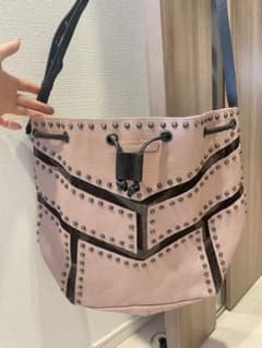 スタッズ付きピンクショルダーバッグ punk leather bagのサムネイル