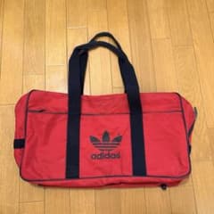 【カカ♡】　adidas ボストンバッグ グレー/レッド　兼松 1980年代ヴィンテージ アディダス adidas 日本製 兼松江商 バッグ 昭和