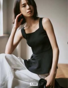 アルページュストーリー ペプラムニット チュニックタンクトップ 黒