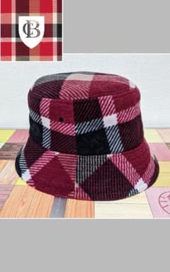 【CRESTBRIDGE】バケットハット/チェック/フリース/ロゴ/日本製/美品