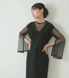 美品✨️kana ジャガード ワンピース チュール トップス セット L 黒