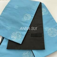 ANNA SUI アナスイ 帯 水色 黒 ブラック 浴衣 着物 花柄 半幅帯 - メルカリ
