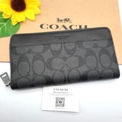 COACH 長財布 新品 チャコール ブラック お札入れ 小銭入れ 在庫わずか