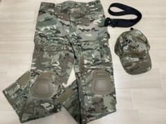 サバゲー パンツ タクティカル 迷彩 パンツ パッド付 ベルト キャップ セットのサムネイル