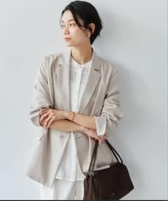 ライト リネンライク ジャケット ベージュグリーンレーベルリラクシングのサムネイル