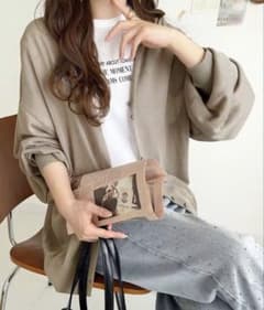 【美品】シアーパフスリーブサムホールVネックニットカーディガンのサムネイル