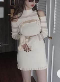 amerge ♡ sheer ribbon feminine onepiece amerge sheer ribbon feminine onepiece - メルカリ