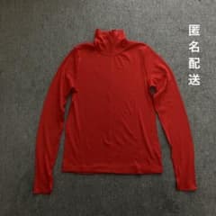 【GU】ソフトリブタートルネックT オレンジ レッド Sサイズのサムネイル