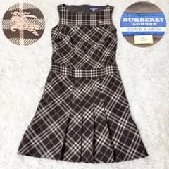 バーバリーブルーレーベル ノバチェック プリーツワンピース ブラウン