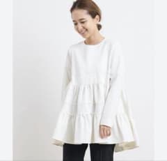 yori ヨリ　ぬくぬくヘムフリルブラウス　ティアード　　長袖　裏起毛　トップスのサムネイル