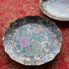 九谷焼 正峰 錦絵 金彩 青粒鉄仙 金襴花詰 銘々皿 2枚 - メルカリ