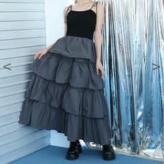NICE CLAUP ティアードキャミワンピース 
ブラック×チャコールのサムネイル