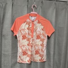 adidas レディース ゴルフ シャツ 花柄 サーモンピンクのサムネイル
