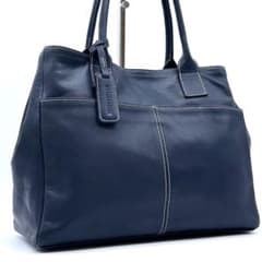 極美品✨マザーハウス トートバッグ 本革 ネイビー 間口2way A4収納可