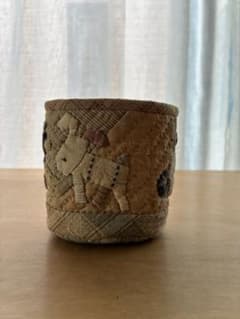 斎藤謠子　パッチワーク　小物入れ　ペン立て