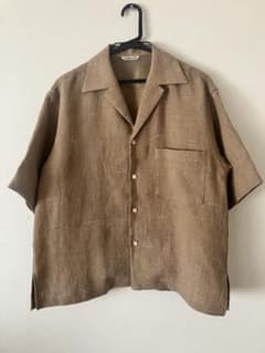 美品】AURALEE ブラウン リネンシルク半袖シャツ - メルカリ
