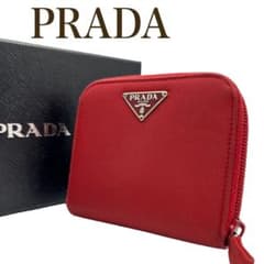 PRADA テスートナイロン 三角ロゴ 折り財布 赤 コンパクトウォレット